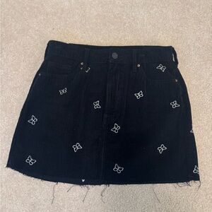 PacSun Black Corduroy Mini Skirt with Butterfly Details